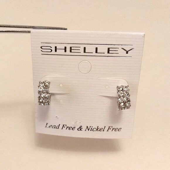 NEW White Clear Crystal Small Round Hoop Earrings 10mm Women Jewelry Gifts - Picture 4 of 7